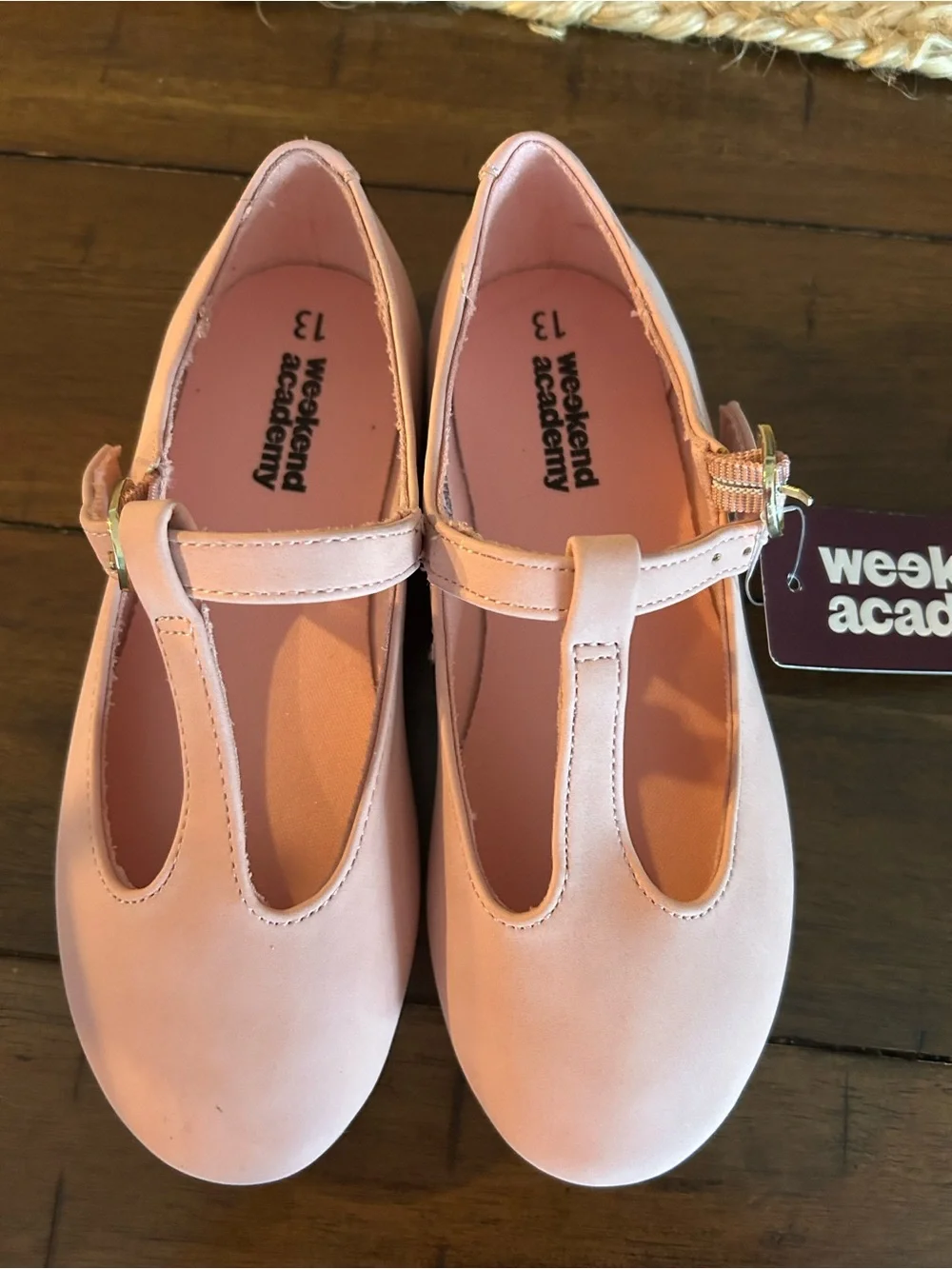 Girls' Pink T-Strap flat Dress Shoes